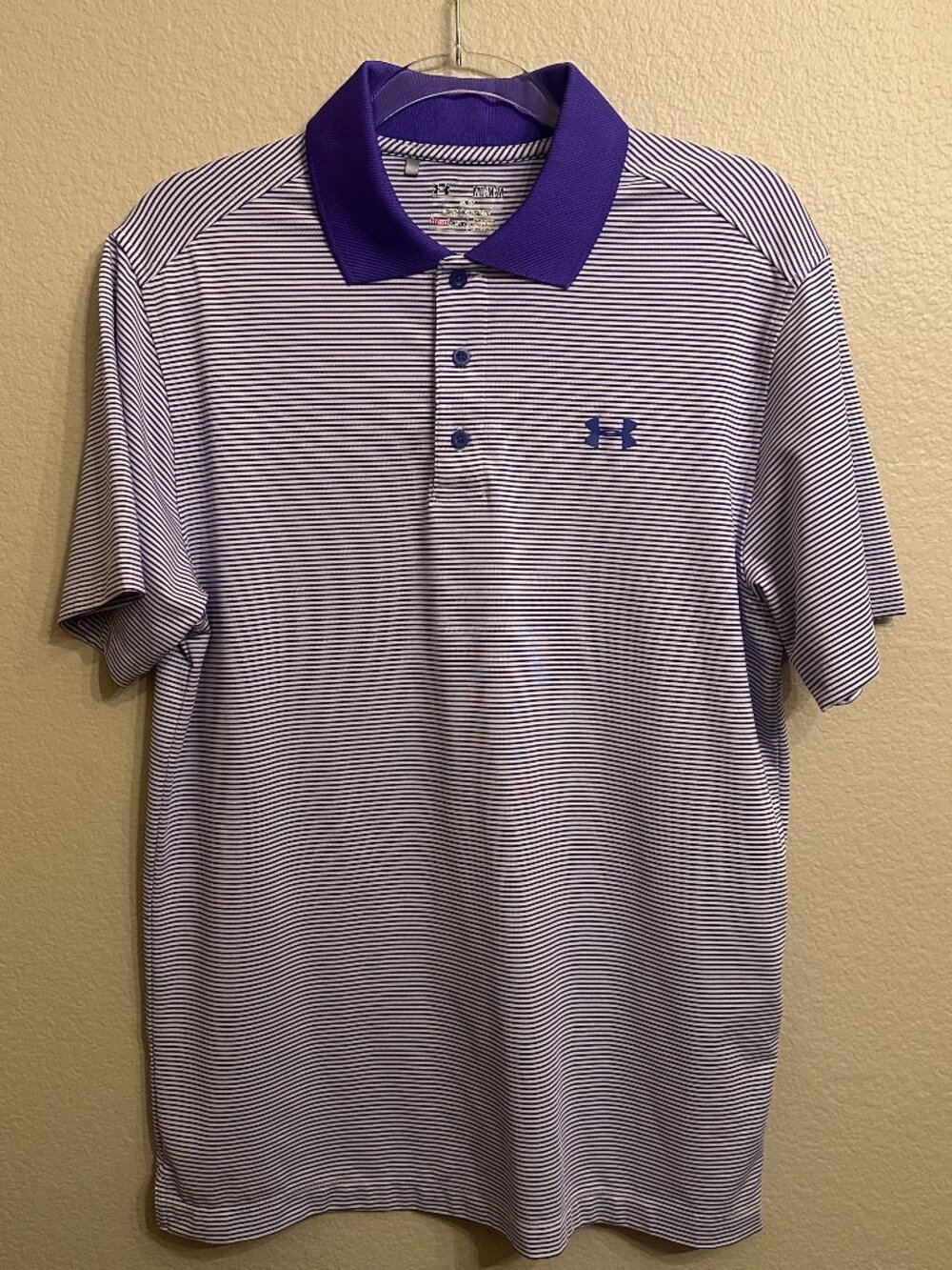 Under Armour Purple/White Stripe Performance Polo